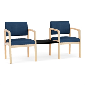 Lesro Industries Wood Reception 2 Chairs With Center Table in Blue