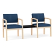 Lesro Industries Wood Reception 2 Chairs With Center Table in Blue