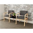 Lesro Industries Wood Reception 2 Chairs With Center Table in Gray