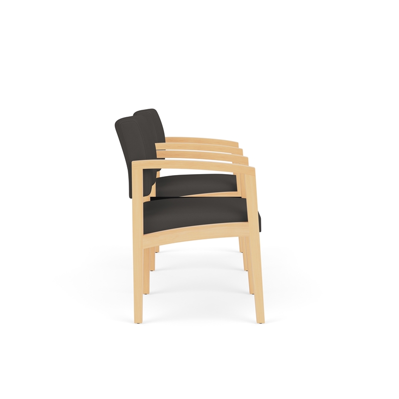 Lesro Industries Wood Reception 2 Chairs With Center Table in Gray