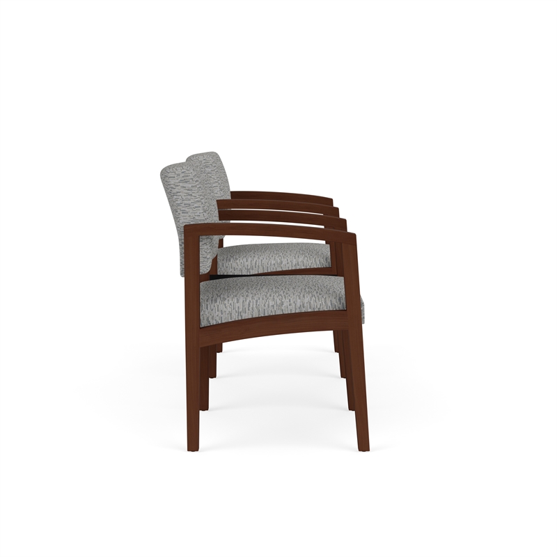 Lesro Industries Wood Reception 2 Chairs With Center Table in Gray