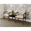 Lesro Industries Wood Reception 2 Chairs With Center Table in Brown