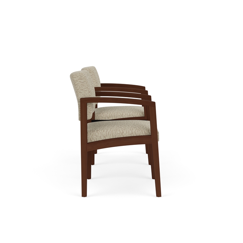 Lesro Industries Wood Reception 2 Chairs With Center Table in Brown