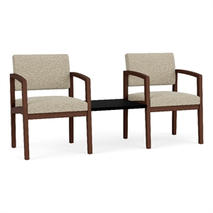 Lesro Industries Wood Reception 2 Chairs With Center Table in Brown