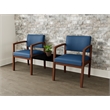 Lesro Industries Wood Reception 2 Chairs With Center Table in Blue
