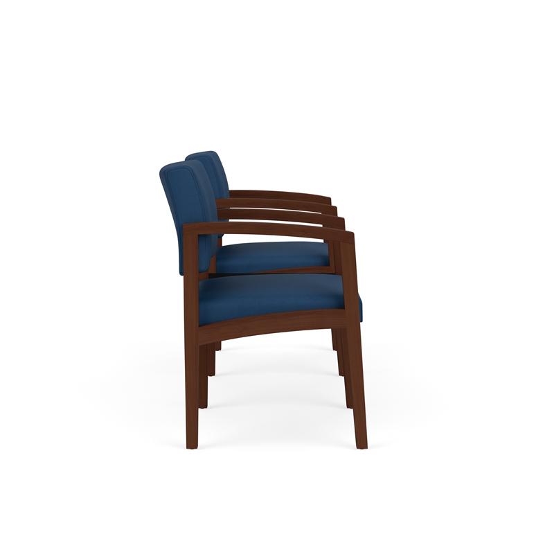 Lesro Industries Wood Reception 2 Chairs With Center Table in Blue