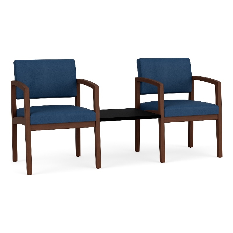 Lesro Industries Wood Reception 2 Chairs With Center Table in Blue