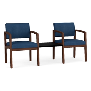Lesro Industries Wood Reception 2 Chairs With Center Table in Blue