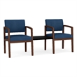 Lesro Industries Wood Reception 2 Chairs With Center Table in Blue