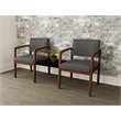 Lesro Industries Wood Reception 2 Chairs With Center Table in Gray