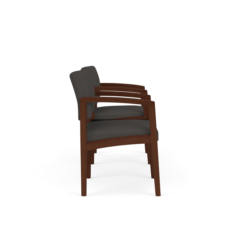 Lesro Industries Wood Reception 2 Chairs With Center Table in Gray