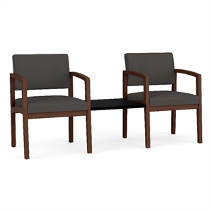 Lesro Industries Wood Reception 2 Chairs With Center Table in Gray