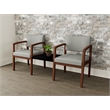 Lesro Industries Wood Reception 2 Chairs With Center Table in Gray
