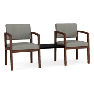 Lesro Industries Wood Reception 2 Chairs With Center Table in Gray