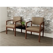 Lesro Industries Wood Reception 2 Chairs With Center Table in Brown