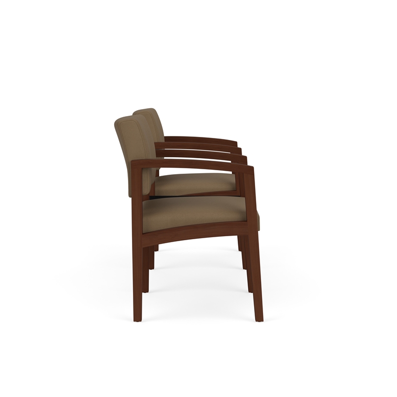Lesro Industries Wood Reception 2 Chairs With Center Table in Brown