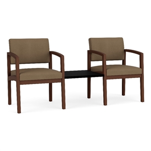 Lesro Industries Wood Reception 2 Chairs With Center Table in Brown