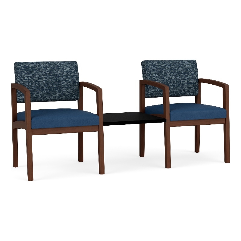 Lesro Industries Wood Reception 2 Chairs With Center Table in Blue