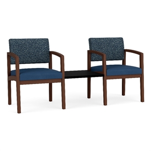 Lesro Industries Wood Reception 2 Chairs With Center Table in Blue