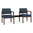 Lesro Industries Wood Reception 2 Chairs With Center Table in Blue