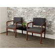 Lesro Industries Wood Reception 2 Chairs With Center Table in Gray