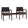Lesro Industries Wood Reception 2 Chairs With Center Table in Gray