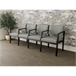 Lesro Industries Wood Waiting Reception 4 Seat Tandem Seating in Gray