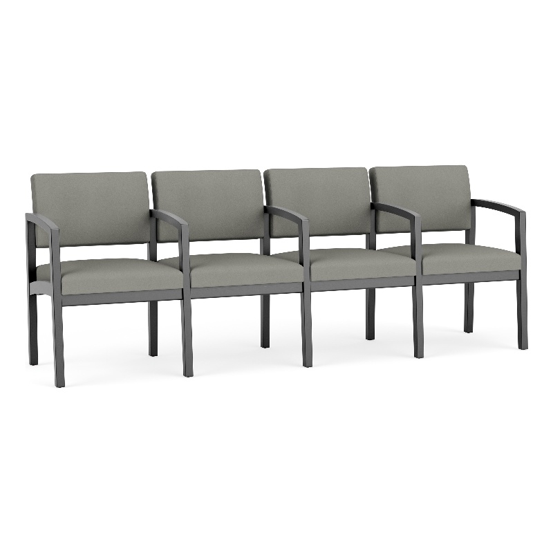 Lesro Industries Wood Waiting Reception 4 Seat Tandem Seating in Gray