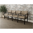 Lesro Industries Wood Waiting Reception 4 Seat Tandem Seating in Brown