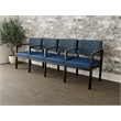 Lesro Industries Wood Waiting Reception 4 Seat Tandem Seating in Blue