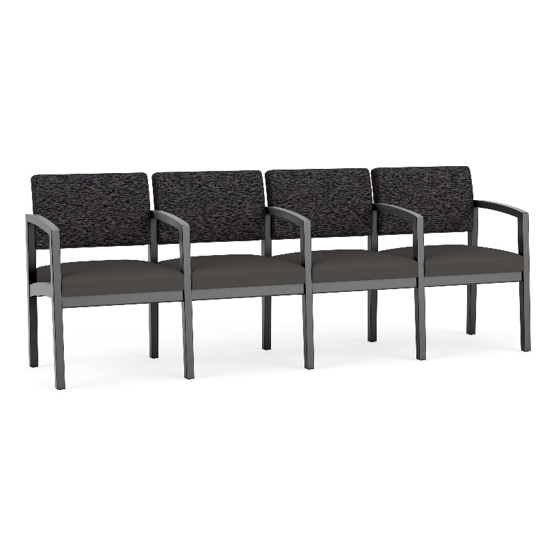 Lesro Industries Wood Waiting Reception 4 Seat Tandem Seating in Gray