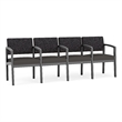 Lesro Industries Wood Waiting Reception 4 Seat Tandem Seating in Gray