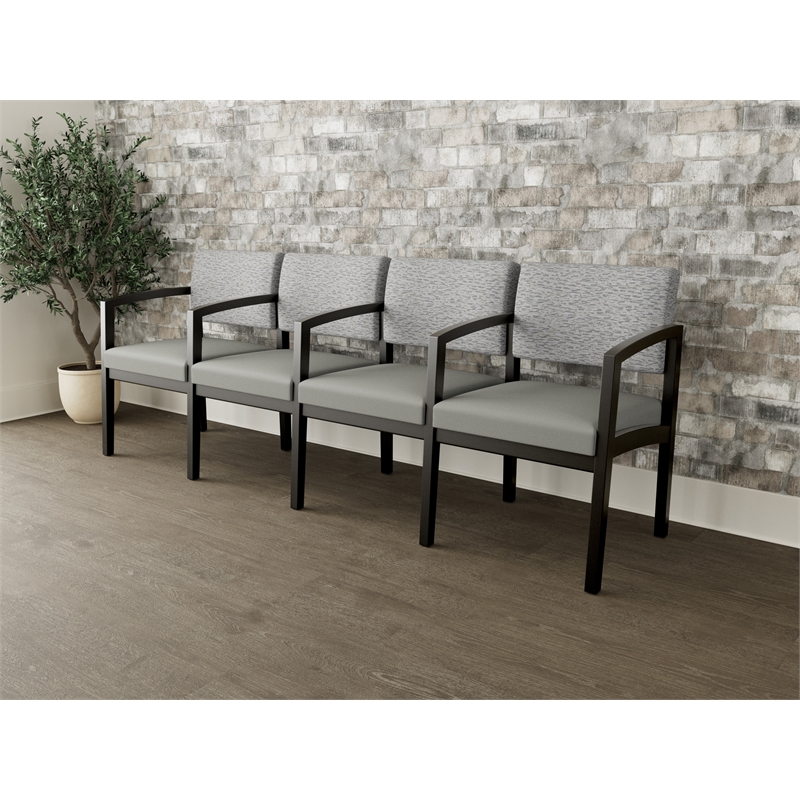 Lesro Industries Wood Waiting Reception 4 Seat Tandem Seating in Gray