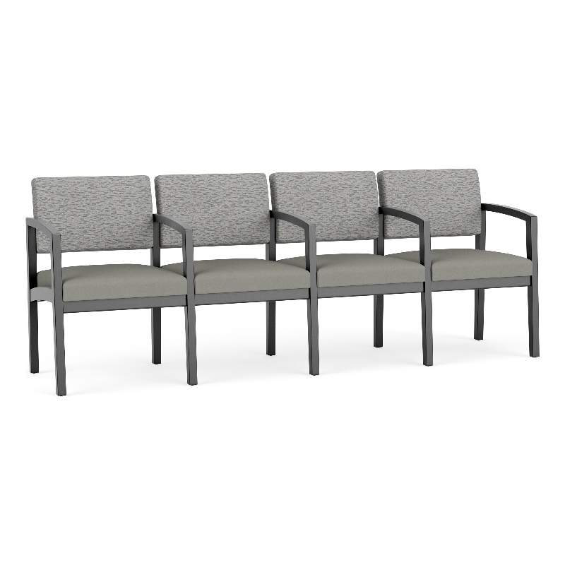 Lesro Industries Wood Waiting Reception 4 Seat Tandem Seating in Gray