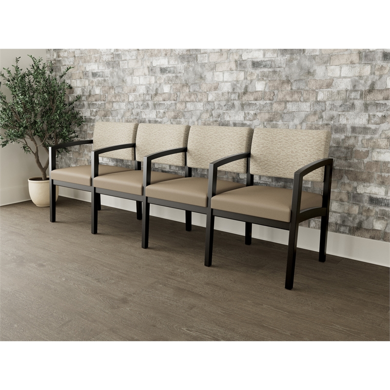 Lesro Industries Wood Waiting Reception 4 Seat Tandem Seating in Brown