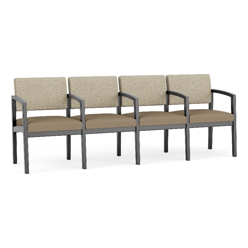 Lesro Industries Wood Waiting Reception 4 Seat Tandem Seating in Brown