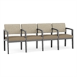 Lesro Industries Wood Waiting Reception 4 Seat Tandem Seating in Brown