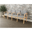Lesro Industries Wood Waiting Reception 4 Seat Tandem Seating in Gray