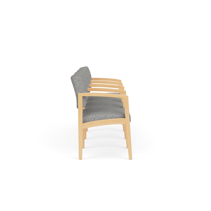 Lesro Industries Wood Waiting Reception 4 Seat Tandem Seating in Gray