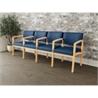 Lesro Industries Wood Waiting Reception 4 Seat Tandem Seating in Blue