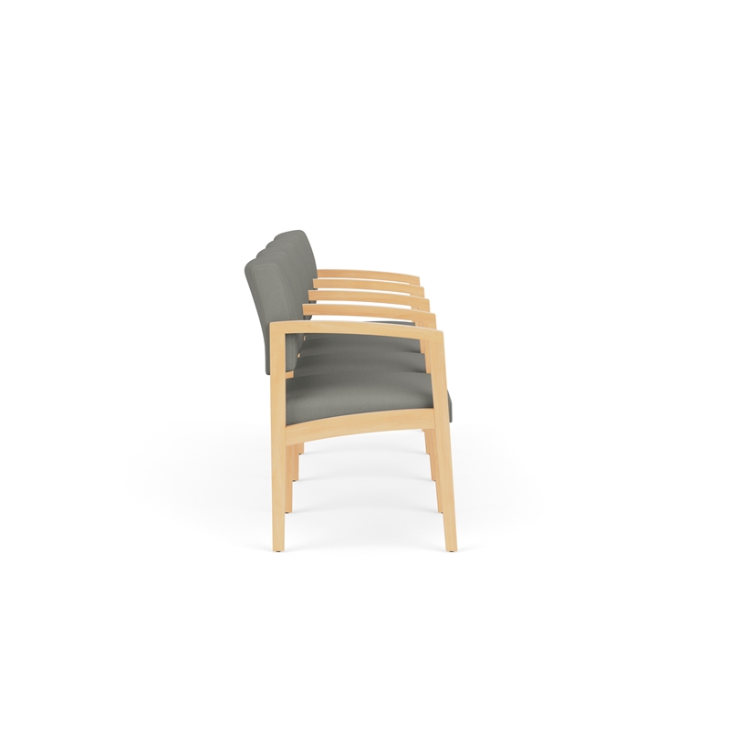 Lesro Industries Wood Waiting Reception 4 Seat Tandem Seating in Gray