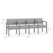 Lesro Industries Wood Waiting Reception 4 Seat Tandem Seating in Brown