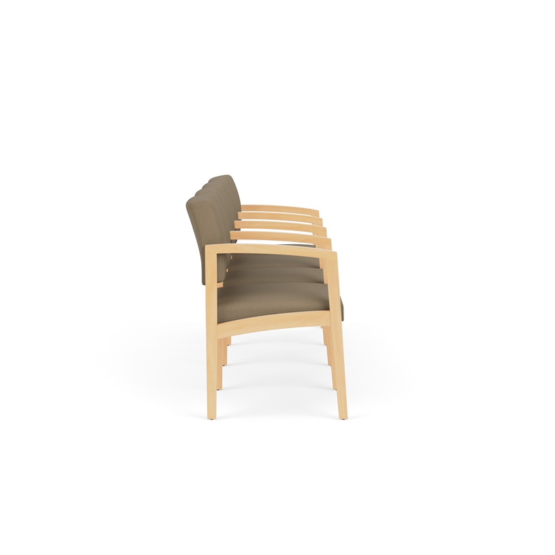 Lesro Industries Wood Waiting Reception 4 Seat Tandem Seating in Brown