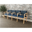 Lesro Industries Wood Waiting Reception 4 Seat Tandem Seating in Blue