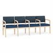Lesro Industries Wood Waiting Reception 4 Seat Tandem Seating in Blue