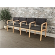 Lesro Industries Wood Waiting Reception 4 Seat Tandem Seating in Gray