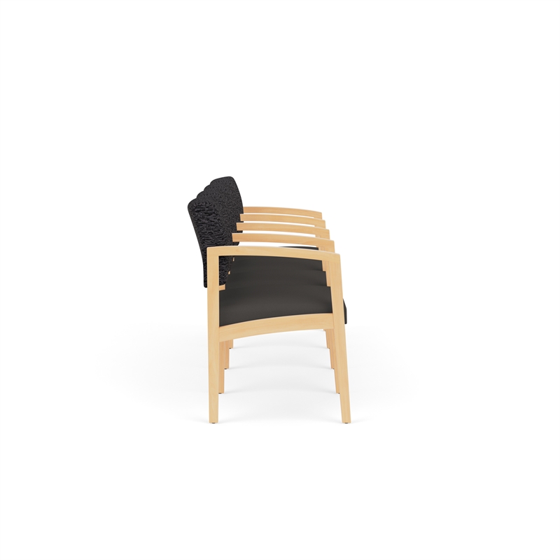 Lesro Industries Wood Waiting Reception 4 Seat Tandem Seating in Gray