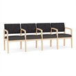Lesro Industries Wood Waiting Reception 4 Seat Tandem Seating in Gray