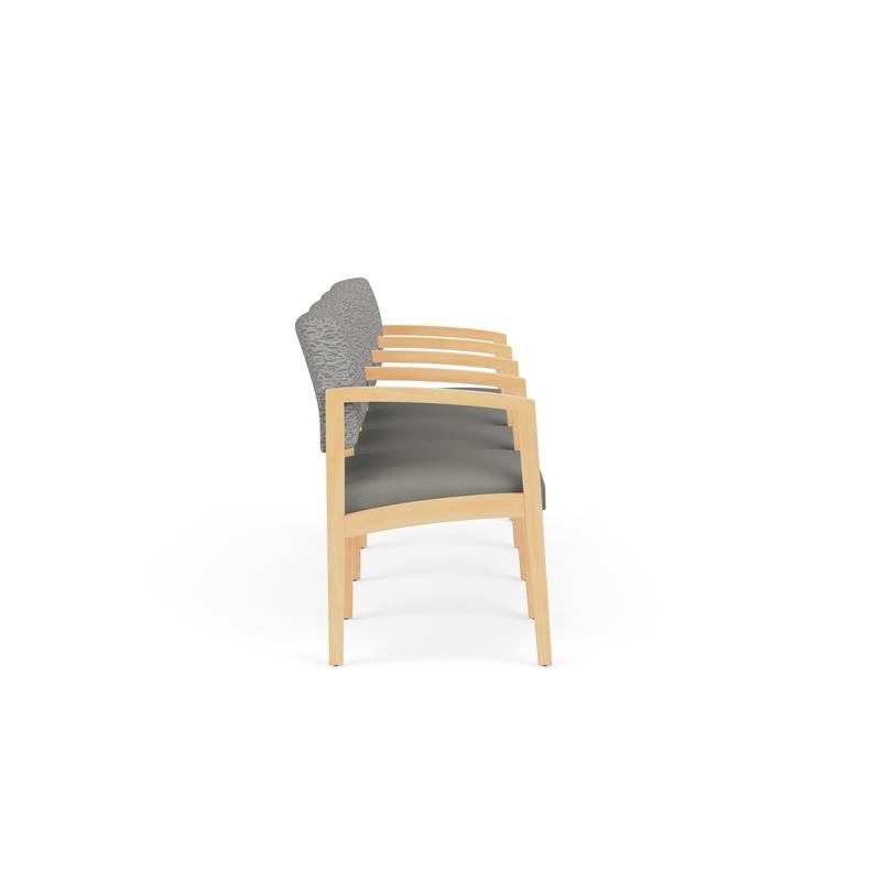 Lesro Industries Wood Waiting Reception 4 Seat Tandem Seating in Gray