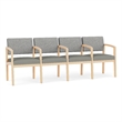 Lesro Industries Wood Waiting Reception 4 Seat Tandem Seating in Gray